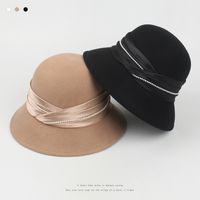 New Female Woolen Top Hat Korean Retro Fashion Pearl Wool Fisherman Hat main image 1