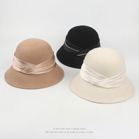 New Female Woolen Top Hat Korean Retro Fashion Pearl Wool Fisherman Hat main image 3