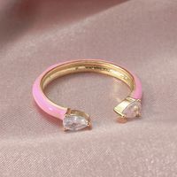 18kgp Trend Fashion Pink Enamel Color Zircon Ring Women sku image 1