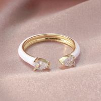 18kgp Retro Trend White Enamel Color Zircon Ring Women main image 1