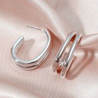 Women's Fashion Multi-layer Silver Hoop Metal Earrings sku image 1
