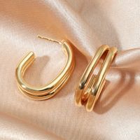 Women's Fashion Multi-layer Silver Hoop Metal Earrings sku image 2