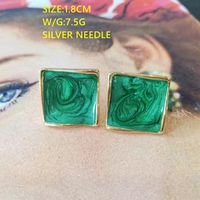 Nihaojewelry Jewelry Wholesale Green Series Enamel Drip Glaze Geometric Stud Earrings sku image 4