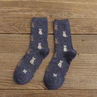 Kitten Wool Socks Female Thickened Winter Retro Pile Socks sku image 4