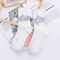 Socks Thin Small Flowers White Breathable Hollow Summer Lace Cute Tube Socks sku image 2