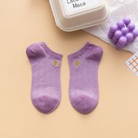 Purple Socks Thin Summer Socks Cute Embroidery Socks sku image 1