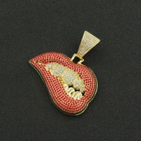 Fashion Personality Pink Lip Diamond Pendant Necklace sku image 3