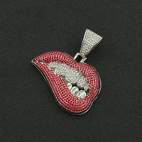 Fashion Personality Pink Lip Diamond Pendant Necklace sku image 4