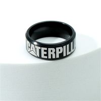 316 Titanium Steel White Letter Printing Men's Marking Ring sku image 1