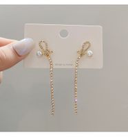 Korean Long Pearl Zircon Tassels 2021 New Personality Earrings main image 3