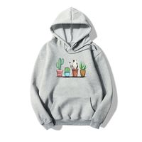 Langärmliges Fleece-sweatshirt Mit Katzen-pflanzen-pop-print Mit Kapuze main image 4