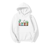 Hooded Cat Plant Pop-print Long-sleeved Fleece Sweatshirt sku image 1