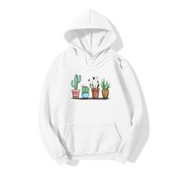 Langärmliges Fleece-sweatshirt Mit Katzen-pflanzen-pop-print Mit Kapuze sku image 2