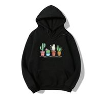 Hooded Cat Plant Pop-print Long-sleeved Fleece Sweatshirt sku image 9