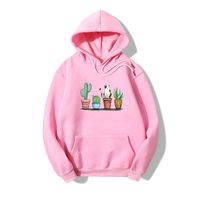 Sudadera De Felpa De Manga Larga Con Estampado De Plantas De Gato Y Capucha sku image 17