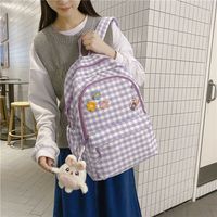 Plaid School Bag Female Korean Casual Junior High School College Student Backpack main image 5