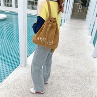 Korean Version New Backpack Simple Letter Printed Canvas Bag Portable Large-capacity Shopping Bag main image 4