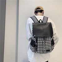 Korean Version Of Large-capacity Plaid Backpack Hip-hop Style Autumn And Winter Backpack Wholesale main image 1