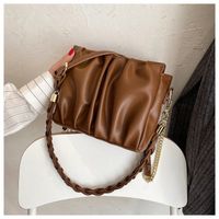 Texture Handbags Korean Version Trendy Chain One-shoulder Armpit Bag Fold Bag sku image 6