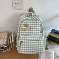 Plaid School Bag Female Korean Casual Junior High School College Student Backpack sku image 10