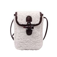 Women's Small Shearling Solid Color Streetwear Square Lock Clasp Shoulder Bag Crossbody Bag sku image 2