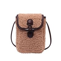 Women's Small Shearling Solid Color Streetwear Square Lock Clasp Shoulder Bag Crossbody Bag sku image 3