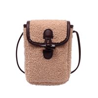 Women's Small Shearling Solid Color Streetwear Square Lock Clasp Shoulder Bag Crossbody Bag sku image 7
