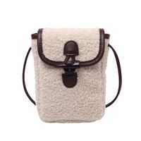 Women's Small Shearling Solid Color Streetwear Square Lock Clasp Shoulder Bag Crossbody Bag sku image 8