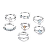 Fashion Geometric Alloy Crystal Ring Combination Eight Piece Set sku image 5