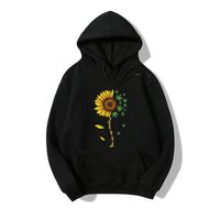 Hooded Sunflower And Maple Leaf Print Long-sleeved Fleece Sweatshirt main image 1
