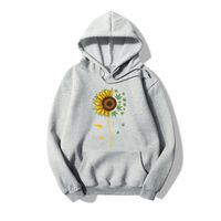 Hooded Sunflower And Maple Leaf Print Long-sleeved Fleece Sweatshirt main image 4
