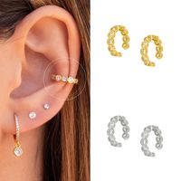 Ins Niche Design Sense Simple Diamond-studded C-shaped Single Ear Bone Clip Copper Without Pierced Ears Jewelry main image 5