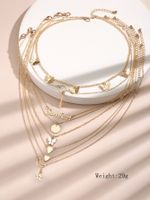 Fashion Popular Heart-shaped Butterfly Pendant Bead Chain Multi-piece Combination Necklace main image 5