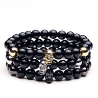 8mm Natürlicher Obsidian Schädel Armband Drachenmuster Maske Perlen Armband Großhandel main image 2