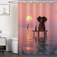Cloth Printing Waterproof Polyester Sunset Shower Curtain sku image 1