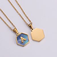 304 Stainless Steel 18K Gold Plated Simple Style Plating Letter Shell Pendant Necklace main image 5