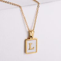 304 Stainless Steel 18K Gold Plated Simple Style Plating Letter Shell Pendant Necklace main image 4