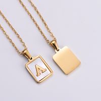304 Stainless Steel 18K Gold Plated Simple Style Plating Letter Shell Pendant Necklace main image 3