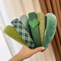 Retro Green Headband Korean Wide-brimmed Headband Autumn And Winter Headband main image 5