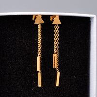 Fashion Geometric Triangle Tassel Stick Earrings Titanium Steel Earrings main image 3
