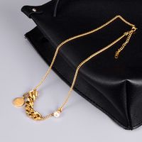 Wholesale Irregular Titanium Steel Clavicle Chain Simple Pearl Trend New Necklace main image 1