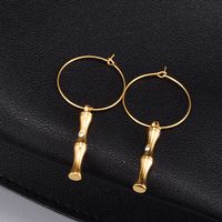 Fashion Bamboo Sticks Chain Earring Gold Titanium Steel Earrings Wholesale main image 4
