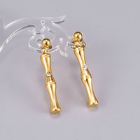 Fashion Bamboo Sticks Chain Earring Gold Titanium Steel Earrings Wholesale main image 6