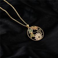 Retro Luxury Copper Micro-inlaid Zircon Jewelry Dragonfly Butterfly Flower Necklace main image 3