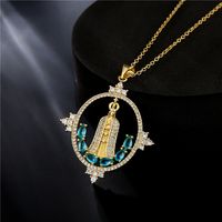 Virgin Mary Pendant Copper Micro-inlaid Zircon Jewelry Golden Necklace main image 3