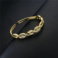 Fashion New Product Copper-plated 18k Gold Micro-inlaid Zircon Pig Nose Bracelet main image 3