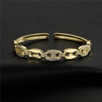 Fashion New Product Copper-plated 18k Gold Micro-inlaid Zircon Pig Nose Bracelet main image 4