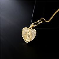 Europe And America Jewelry Copper Micro-inlaid Zircon Virgin Mary Pendant Golden Necklace main image 3