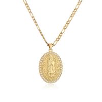 Europe And America Jewelry Copper Micro-inlaid Zircon Virgin Mary Pendant Golden Necklace main image 6