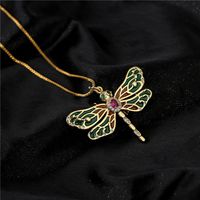 European And American Hot Sale New Product Copper Oil Dripping Zircon Dragonfly Pendant Golden Necklace main image 4